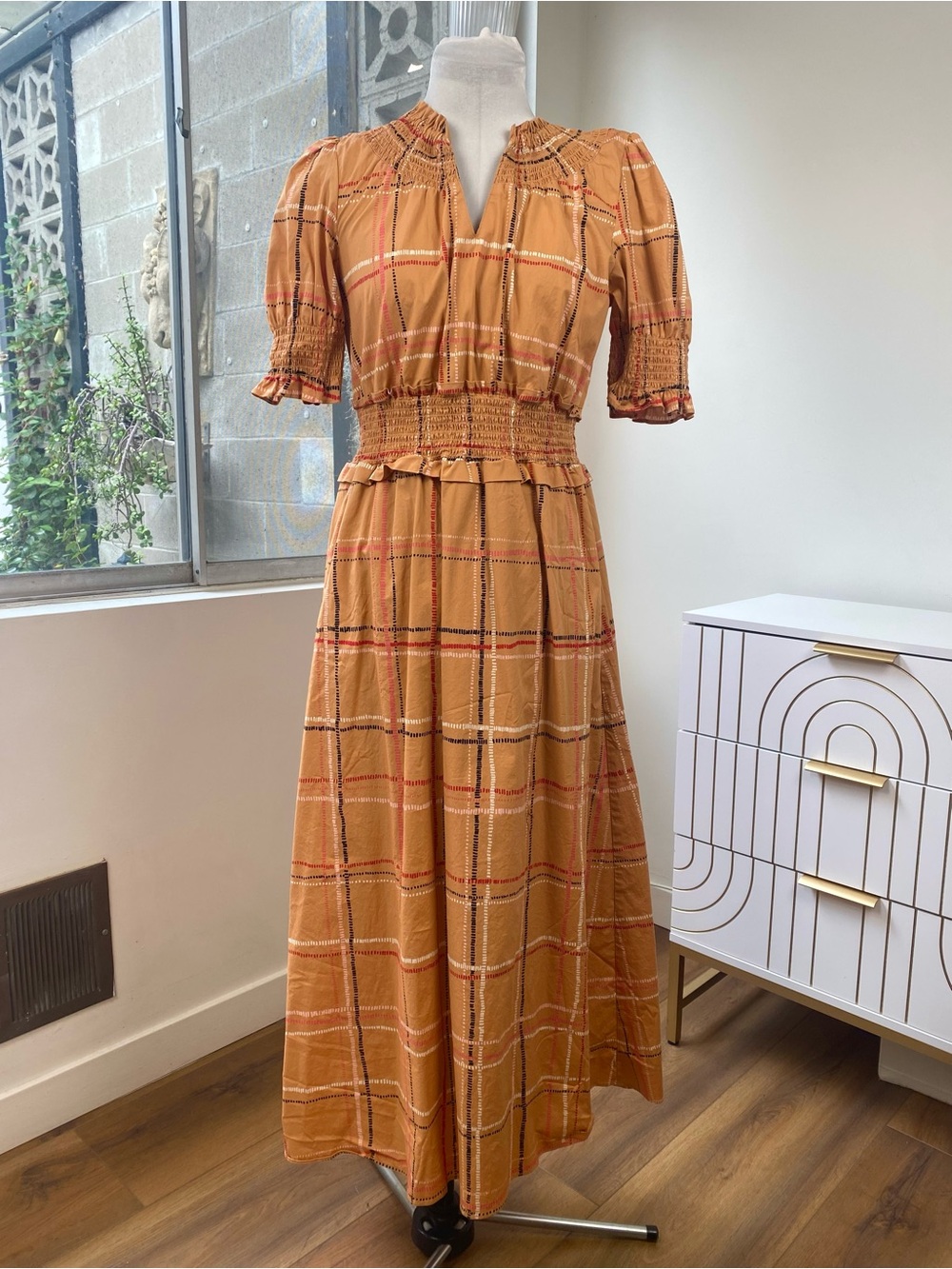 NEW Spartina 449 Adelaide Maxi Dress in Botanic Garden Dash Plaid, Size Small - Picture 2 of 10